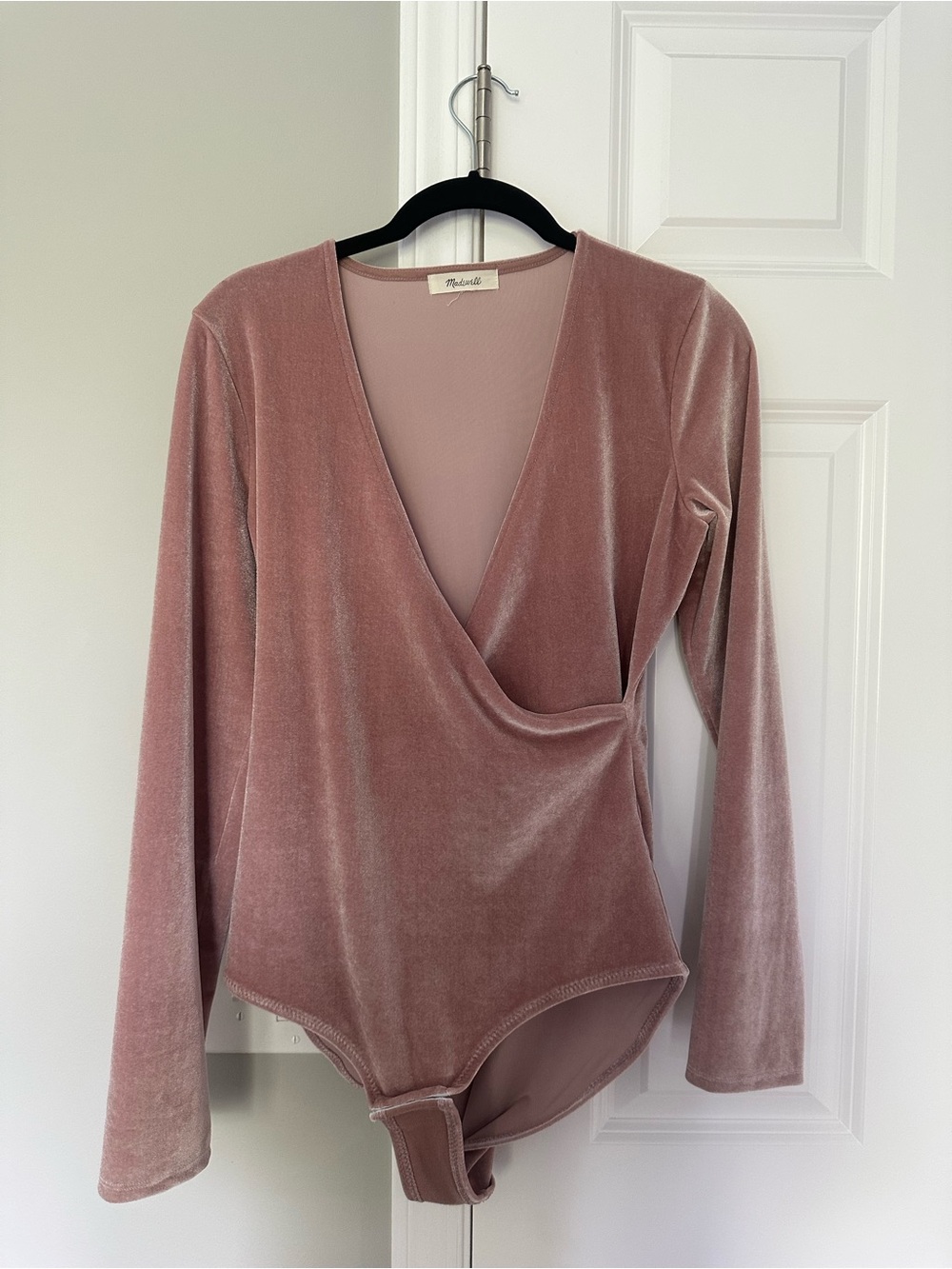 Madewell Dusty Rose Velvet Wrap Bodysuit